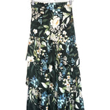 Black GARDENIA Floral Ruffled Midi Skirt / BAMBAH - Size UK 10