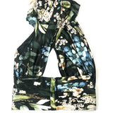 Black GARDENIA Floral Silk Halter Top / BAMBAH - Size UK 10