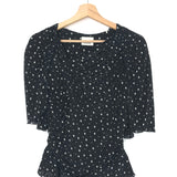 Black GARLA Polka Dots Print Ruched Fitted Top / ISABEL MARANT - Size 38