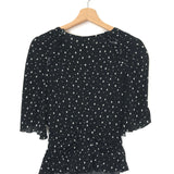 Black GARLA Polka Dots Print Ruched Fitted Top / ISABEL MARANT - Size 38