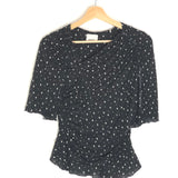 Black GARLA White Polka Dots Ruched Fitted Top / ISABEL MARANT - Size 38