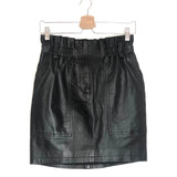 Black Gathered Leather Mini Skirt - model FUZI / IRO - Size 36