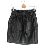 Black Gathered Leather Mini Skirt - model FUZI / IRO - Size 36