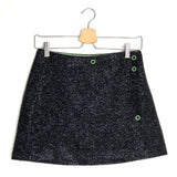 Black Glitter Tweed Wrap Effect Wool Mini Skirt / GANNI - Size 36