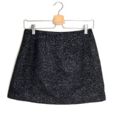 Black Glitter Tweed Wrap Effect Wool Mini Skirt / GANNI - Size 36