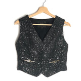Black Gold Sequin Sleeveless Tweed Vest / MAJE - Size 36
