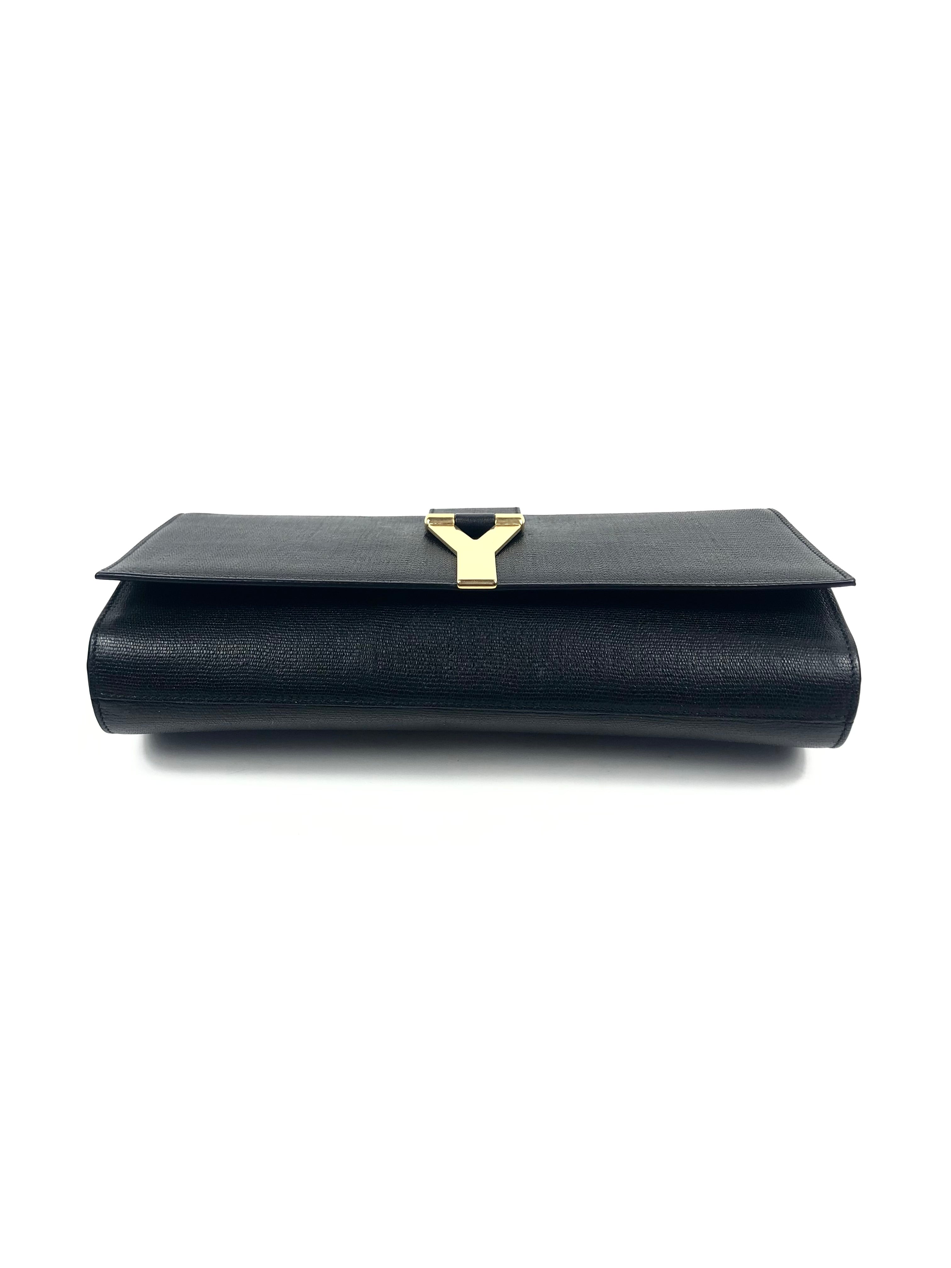 Black Grained Leather ChYc Clutch YVES SAINT LAURENT – La Suite