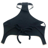 Black Halter neck Ribbed Crop Top / COURREGES - Size L