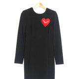 Black Heart Applique Crepe Mini Dress / MOSCHINO COUTURE - Size 42 IT