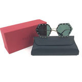 Black Hexagonal Crystals Embellished Sunglasses / VALENTINO
