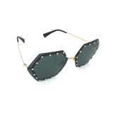 Black Hexagonal Crystals Embellished Sunglasses / VALENTINO