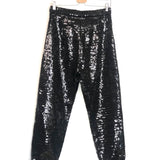 Black High Waist Tapered Leg  Sequin Pants / IZAAK AZANEI - Size M