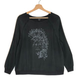 Black Indian Embroidered Silk Long Sleeves Top / SWILDENS - Size 1