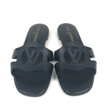 Black ISOLA Soft Calfskin Leather Flat Sandals / LOUIS VUITTON - Size 37