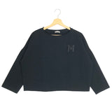 Black Jersey Long Sleeves Cropped Sweater / MARELLA - Size S/M