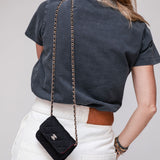 Black Jersey Mini Chain Bag / CHANEL