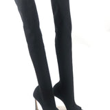 Black Jersey Peep-toe Over-the-knee Boots / VICTORIA BECKHAM - Size 39