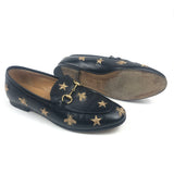 Black JORDAAN Embroidered Bees and Stars Horsebit Leather Loafers / GUCCI - Size 37