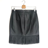 Black JUDY Fringed Leather Skirt / MAJE - Size 38