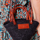 Black JUSTINE Mini Raffia Bag / SEZANE