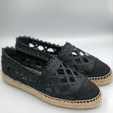 Black Jute and Canvas CC Cap Toe Espadrilles / CHANEL - Size 37