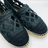 Black Jute and Canvas CC Cap Toe Espadrilles / CHANEL - Size 37