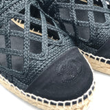 Black Jute and Canvas CC Cap Toe Espadrilles / CHANEL - Size 37