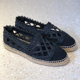 Black Jute and Canvas CC Cap Toe Espadrilles / CHANEL - Size 37