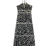 Black  KIRSTEN Giraffe-embroidered Halter Neck Midi Dress / SCARLET POPPIES - Size S