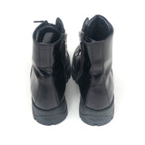 Black Lace-Up Brushed Leather Boots / PRADA - Size 38.5