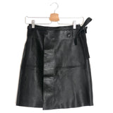 Black Lambskin Leather Wrap Mid-length Skirt / ISABEL MARANT - Size 34