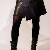 Black Lambskin Leather Wrap Mid-length Skirt / ISABEL MARANT - Size 34