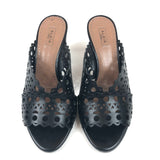 Black Laser-cut Leather Mules / ALAIA - Size 37