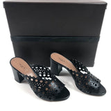 Black Laser-cut Leather Mules / ALAIA - Size 37