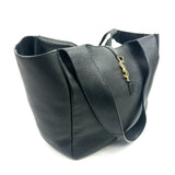 Black LE 5 A 7 BEA Small Grained Leather Tote Bag / SAINT LAURENT