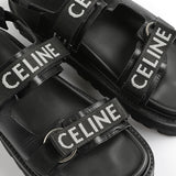 Black Leather Bulky Sandals - model LEO / CELINE - Size 39
