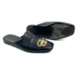 Black Leather Cosy BB Leather Flat Mules / BALENCIAGA - Size 37