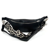Black Leather Crossbody Bag  (+ extra leopard strap) / EM-EL