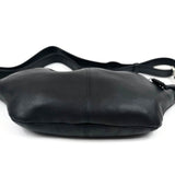 Black Leather Crossbody Bag  (+ extra leopard strap) / EM-EL