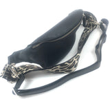 Black Leather Crossbody Bag  (+ extra leopard strap) / EM-EL