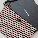 Black Leather Geometric Print Clutch Bag / PRADA