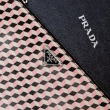 Black Leather Geometric Print Clutch Bag / PRADA