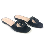 Black Interlocking G Cutout Leather Sandals / GUCCI - Size 40