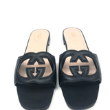 Black Interlocking G Cutout Leather Sandals / GUCCI - Size 40