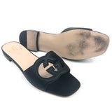 Black Interlocking G Cutout Leather Sandals / GUCCI - Size 40