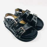 Black Leather OPHIE Eyelet Sandals / ISABEL MARANT - Size 37