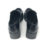 Black Leather PENNY Heeled Loafers / MIU MIU - Size 39