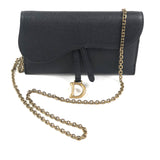 Black Leather Saddle Wallet on Chain / DIOR