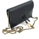 Black Leather Saddle Wallet on Chain / DIOR