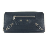 Black Leather Silver-tone Hardware Continental Zip-around Wallet / BALENCIAGA